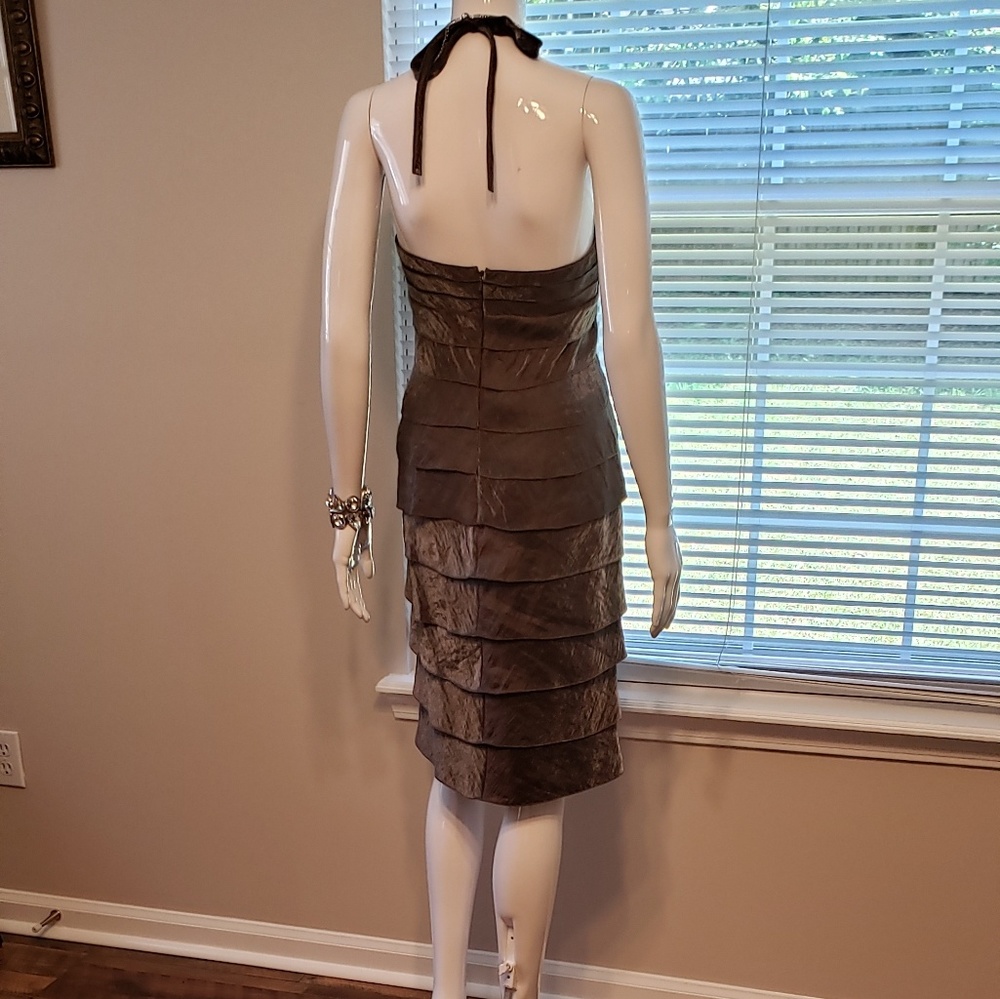 Cache Shimmering Ruffled Cocktail Dress Size 4 - Picture 3 of 8